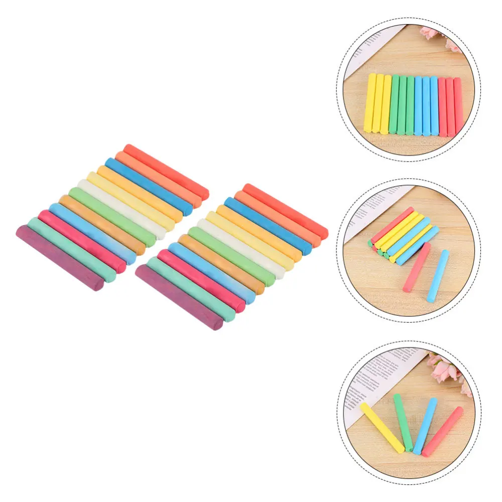 

2 Boxes/24Pcs Water Soluble Chalk Dust-free Blackboard Chalk Graffiti Chalk