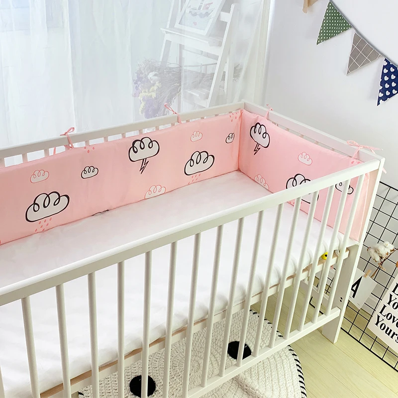 180CM Baby Bed Bumpers Cotton Print U-Shaped Crib Around Cot Protector Cushion Infant Anti-collision Pillow Newborn Room Decor
