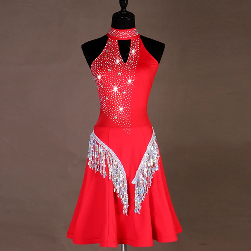 Женский костюм для латиноамериканских танцев блестящая танцевальная юбка с