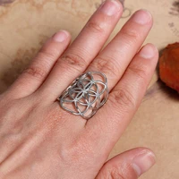 fashion copper adjustable seed of life rings goldsilver color hollow carved men women casual ring jewelry gift for women1piece