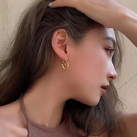 u magical japanese shining rhinestone hollow out hoop earring for women textured love heart gold metallic earring jewellery