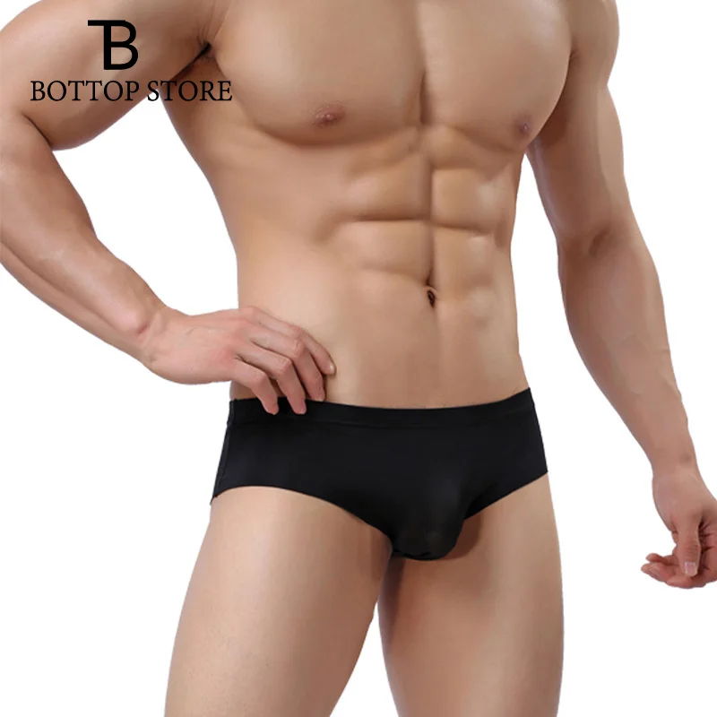 Ультратонкое Прозрачное нижнее белье бесшовное мужские трусы из ледяного шелка