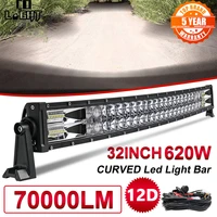 co light 32 inch 620w curved led light bar car dual row spot flood beam driving offroad led work light truck 4x4 suv atv 12v 24v