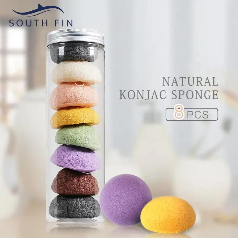 

South Fin 8pcs Deep Cleansing Face Wash Environmentally Friendly Konjac Gum Plant Face Cleansing Puff Dry Semi-circular TSLM1