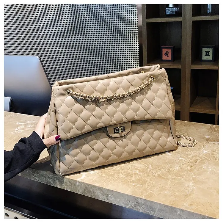 

PU Leather Handbags Women's Designer Handbag The Big Women's Lattice Lock Shopping Bag Large Handbags Tote Shoulder Bags