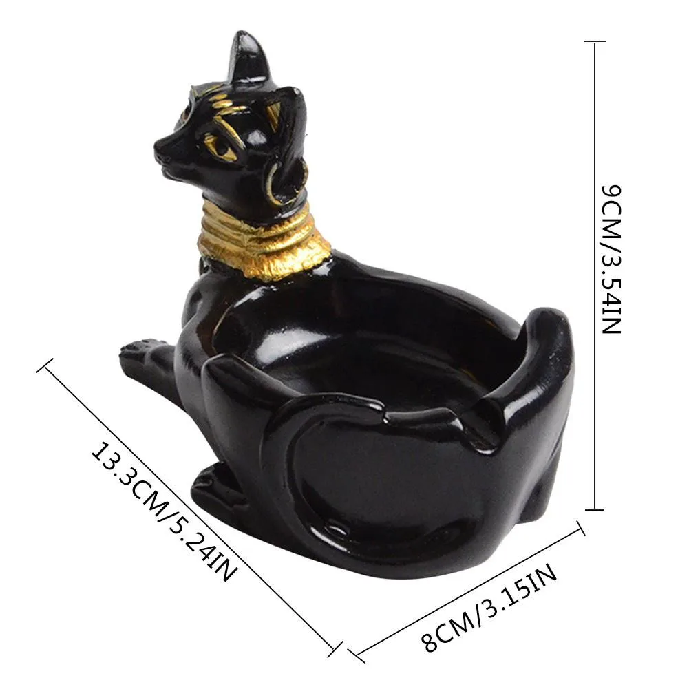 

Resin Vintage Egyptian Black Cat God Ashtray Figurine Statue Home Office Decor