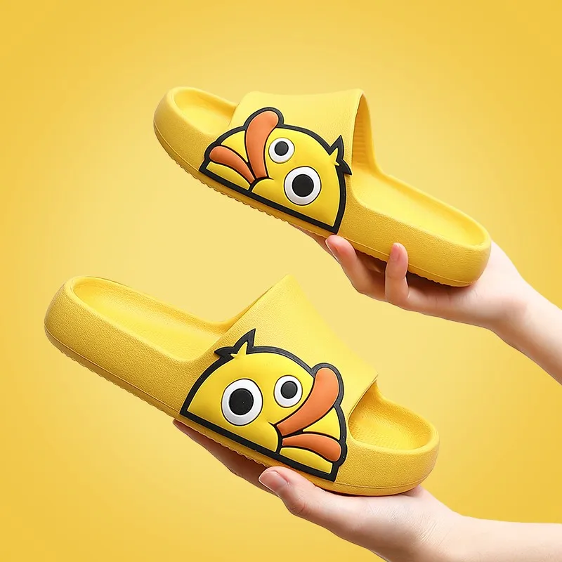 

Summer Beach Slides Women Men Slippers Sandals Flip Flops Candy Cartoon Duck Platform Thick Soled Ladies Couples Bathroom Shoes