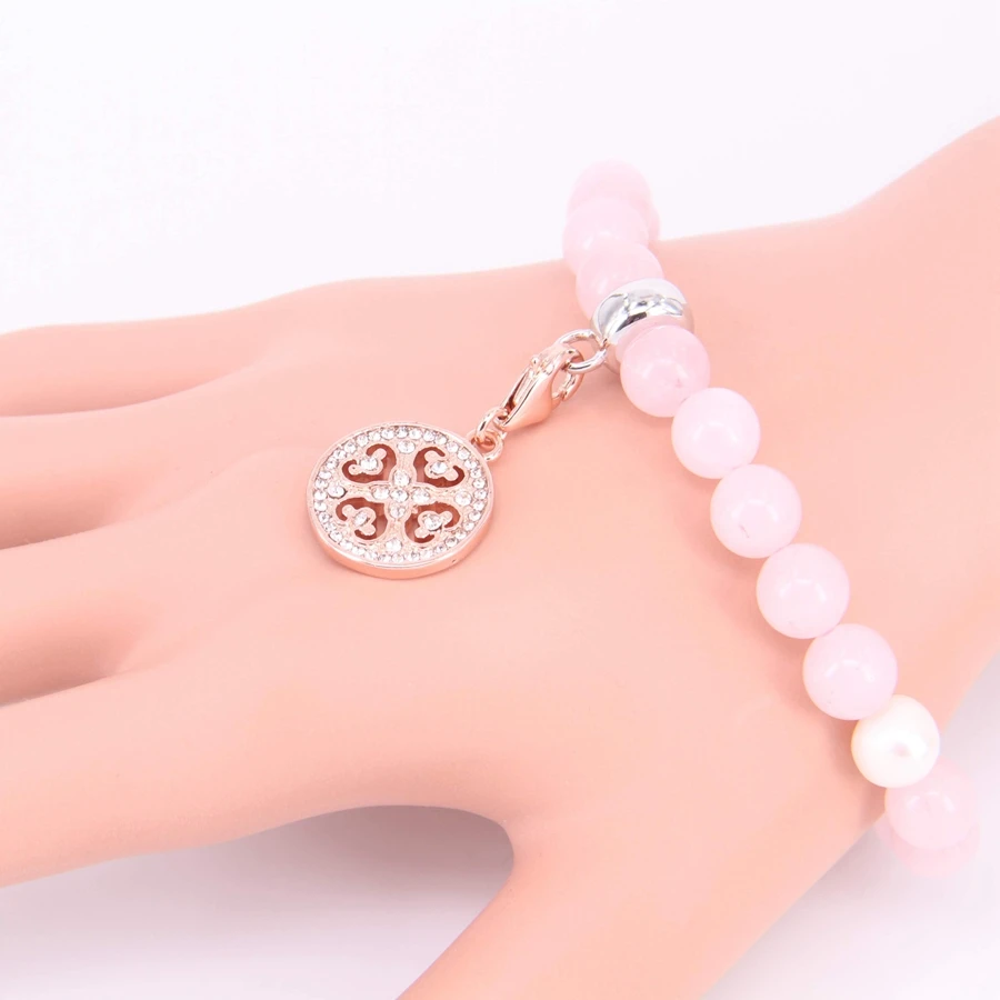 Томас 8 мм розовый кварцевый кристалл Браслеты с бисером шармом романтический