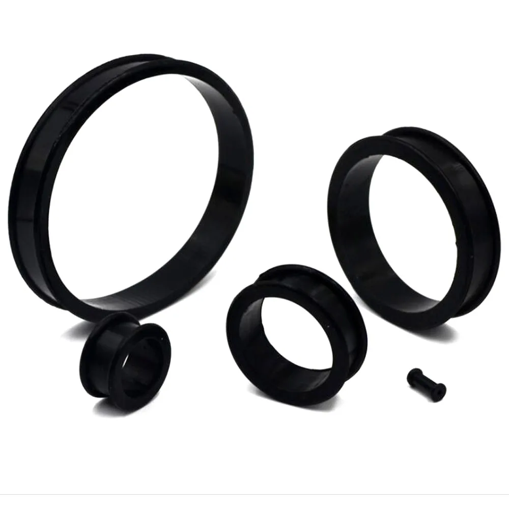 

2 Pieces Big Size Silicone UV Black Screw Ear Plugs Flesh Tunnel Earring Gauges Hollow Piercings Tunnels Expanders Body Jewelry