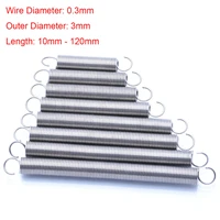 304 stainless steel tension extension spring pullback spring with open hook wire dia 0 3mm x outer dia 3mm x length 10 300mm