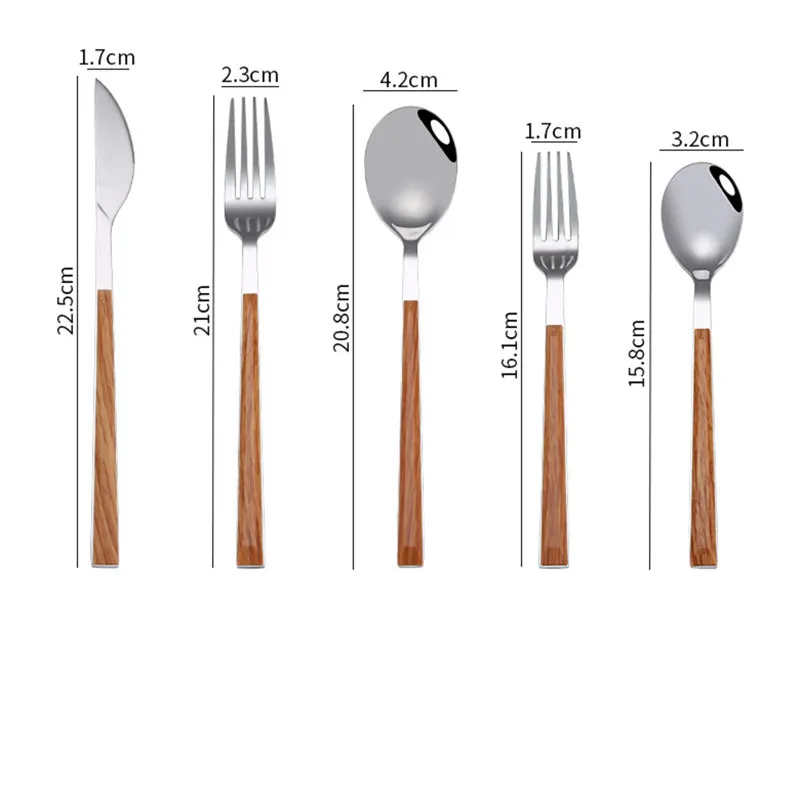 

Dinnerware Stainless Steel Dinner Cutlery Knives Forks Spoons Black Or Wooden Texture Handle Home Party Tableware Steak Knife