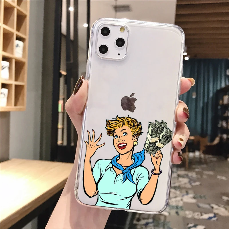 Funny make money not friends Soft Silicone Tpu phone Case for iPhone 12pro 11Pro 13PRO Max XR XS 8 7 6s Plus 12mini SE cover | Мобильные
