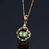 new trendy bohemian green crystal prong set pendant necklace ladies necklace austrian rhinestone inlaid necklace sliding pendant