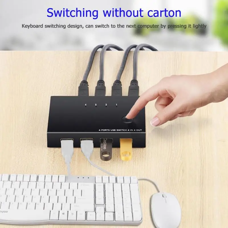 USB переключатель KVM коробка 4 порта 4K коммутатор ПК разделяющий сплиттер для