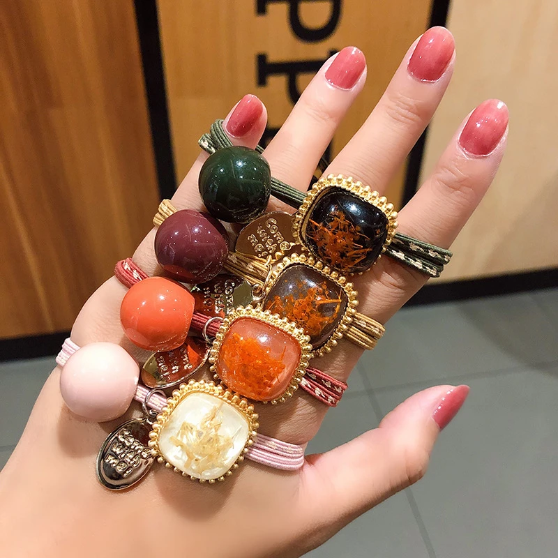 

Elegant Lady Vintage Geometric Elastic Hair Rope Ponytail Holder Scrunchie Rubber Bands For Women Girls Fashion Hair Accessories