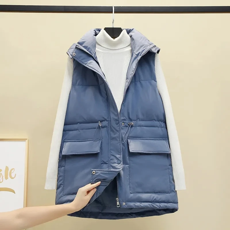 2021winter Ultra Light Down Vest Coat Women Fashion Warm Sleeveless Parkas High Collar Waistcoat Female Casual Outerwear Chic To