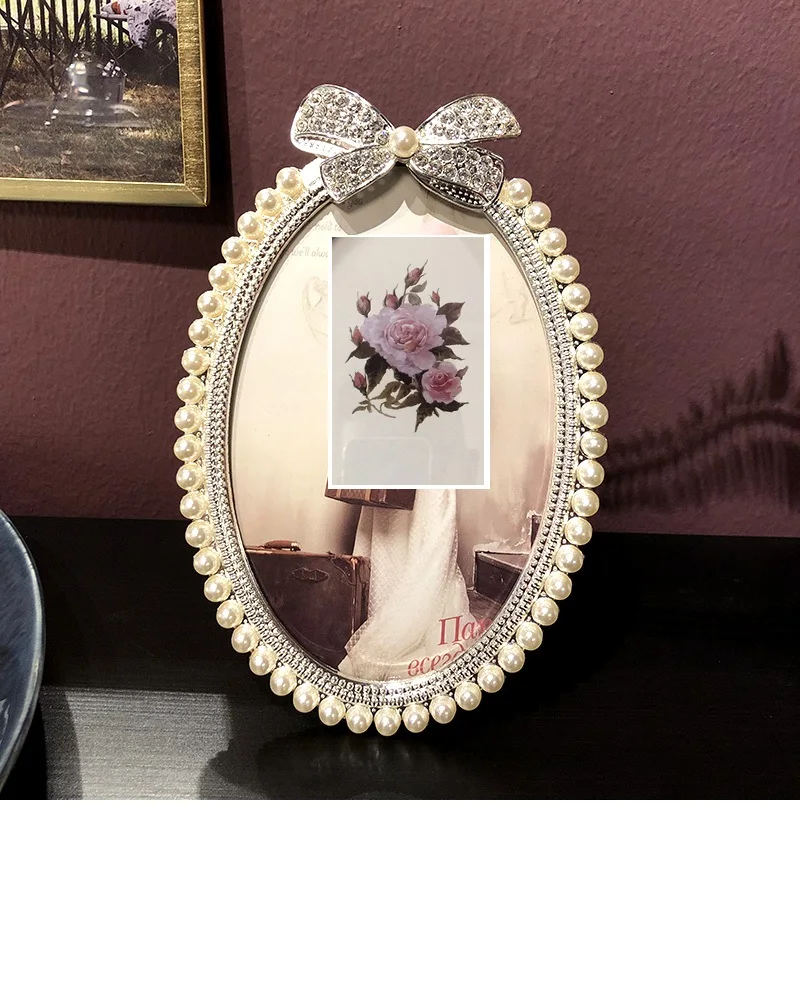 European Style Retro Metal Pearl Photo Frame Office Desktop Creative Wedding Children Picture | Дом и сад
