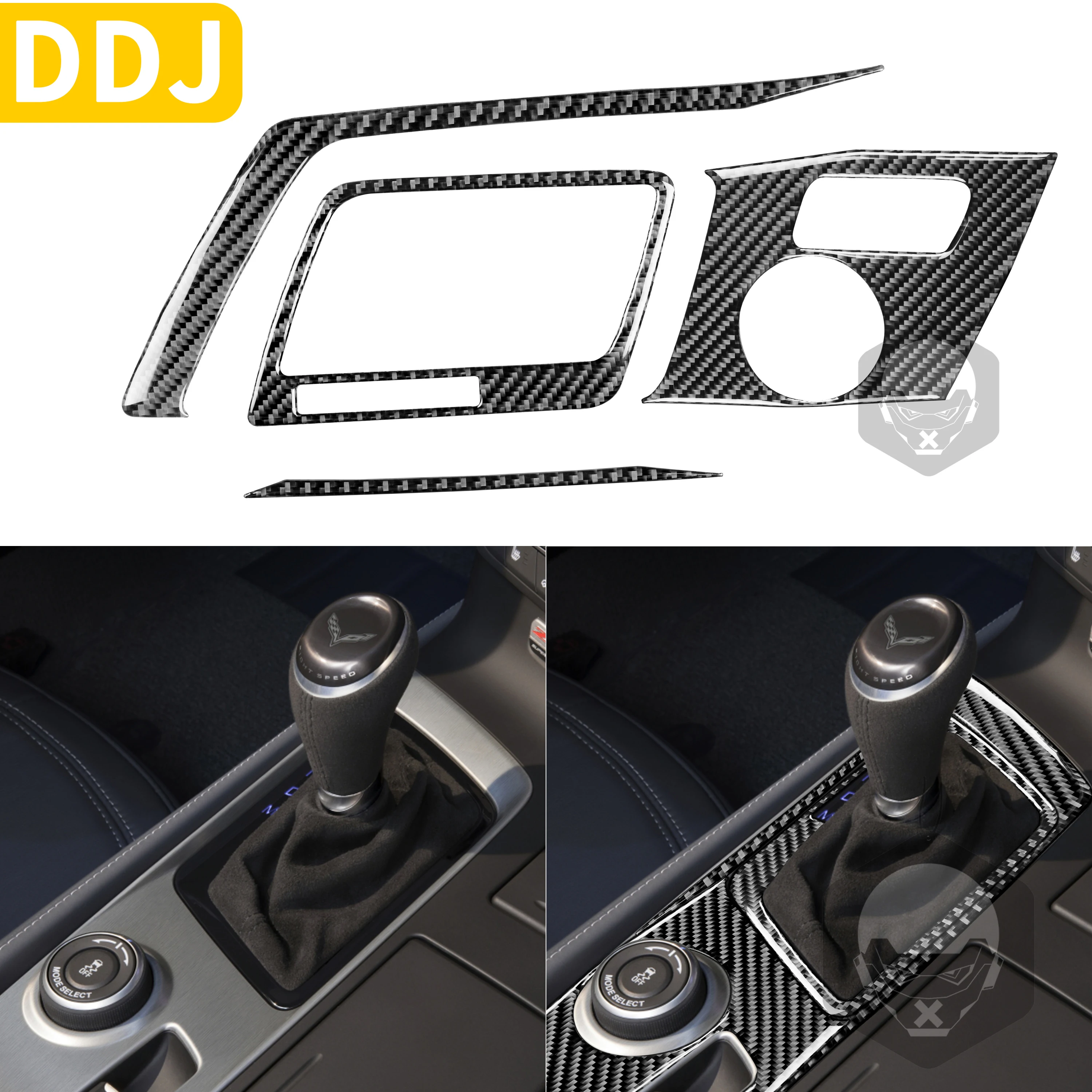 

For Chevrolet Corvette C7 2014-2019 Carbon Fiber Gear Shift Panel Multimedia Buttons Frame Sticker Interior 3D Car Accessories