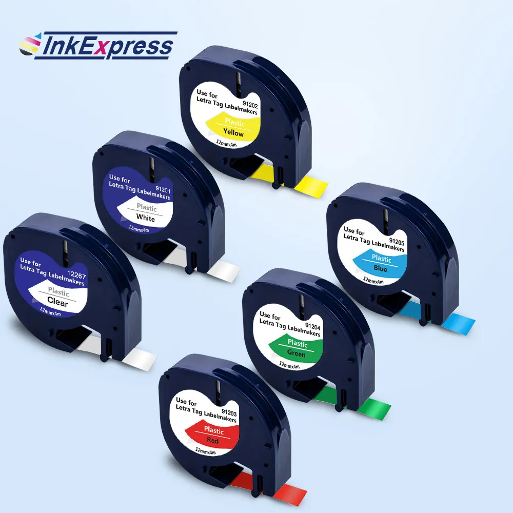 

6PK Tape for DYMO LetraTag 12267 91201 91202 91203 91204 91205 Tape 12mm Printer Ribbon for Dymo LetraTag Label Maker LT-100H