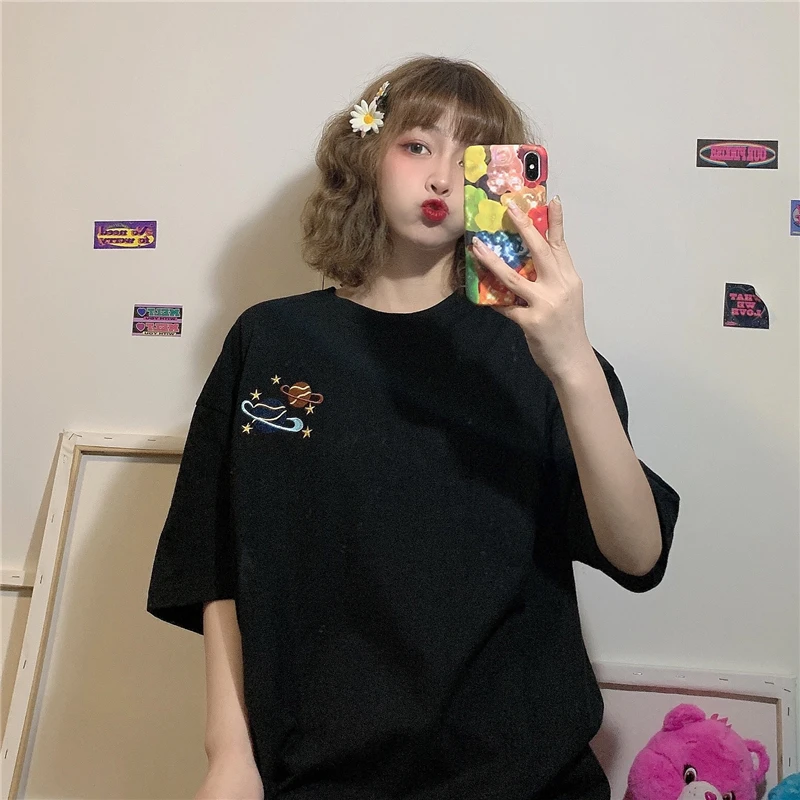 

BB1889 Women's 2021 summer new design sense cute age reduction print short-sleeved T-shirt