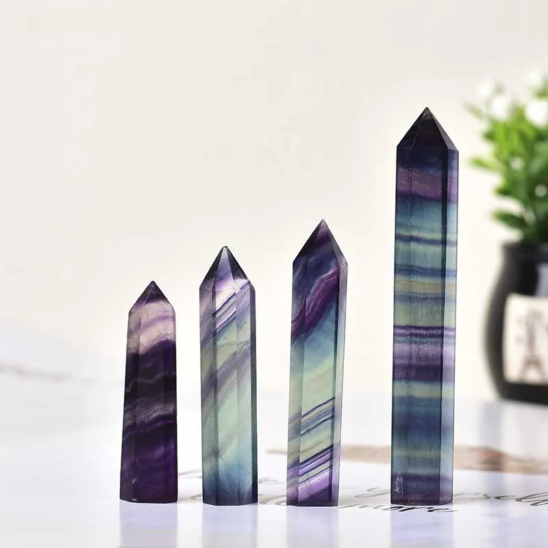 100% натуральный цветной флюорит шестигранная колонна кристальная точечная