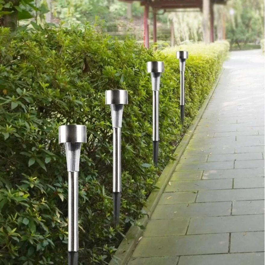 10 шт./лот из нержавеющей стали светодиодный Солнечный газон свет Открытый Мини