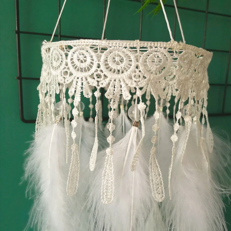 Круглый Ловец снов кулон с колокольчиком ветра перо мини абажур для настольной