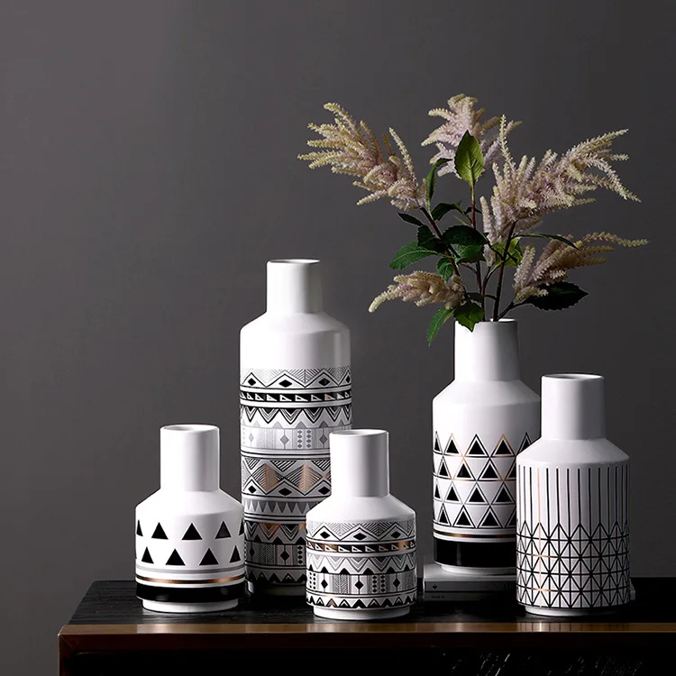 

Креативное и слегка роскошное керамическое украшение для стола с высушенными цветами ваза цветочное украшение для гостиной Цветочная композиция