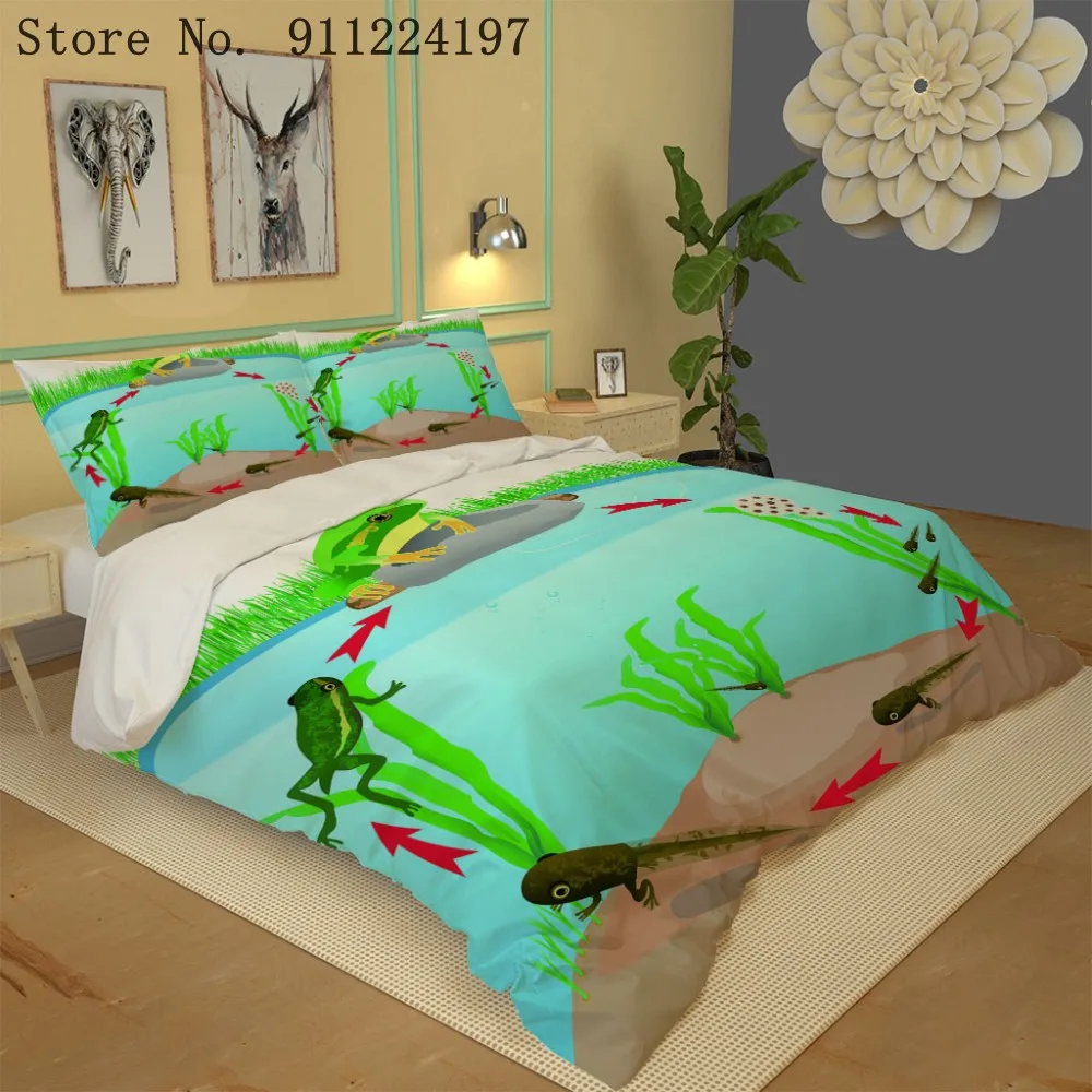 Средний аквариум для рыбок постельное белье 3D печатная лягушка Головастик