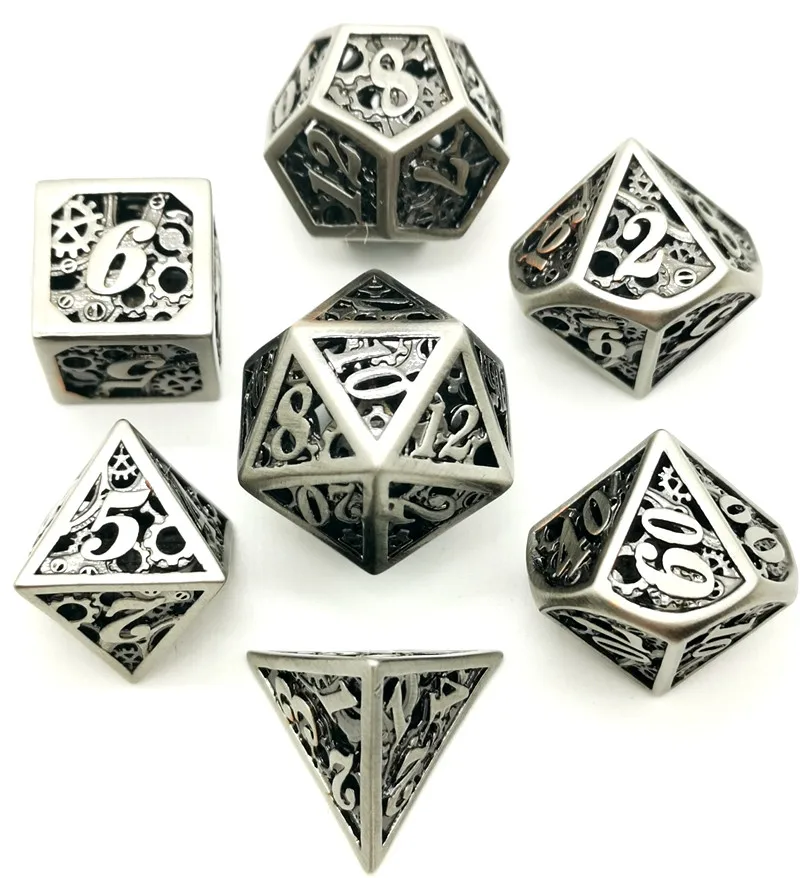Игральные кости DND набор 7 шт./компл. многогранные металлические игральные кубики