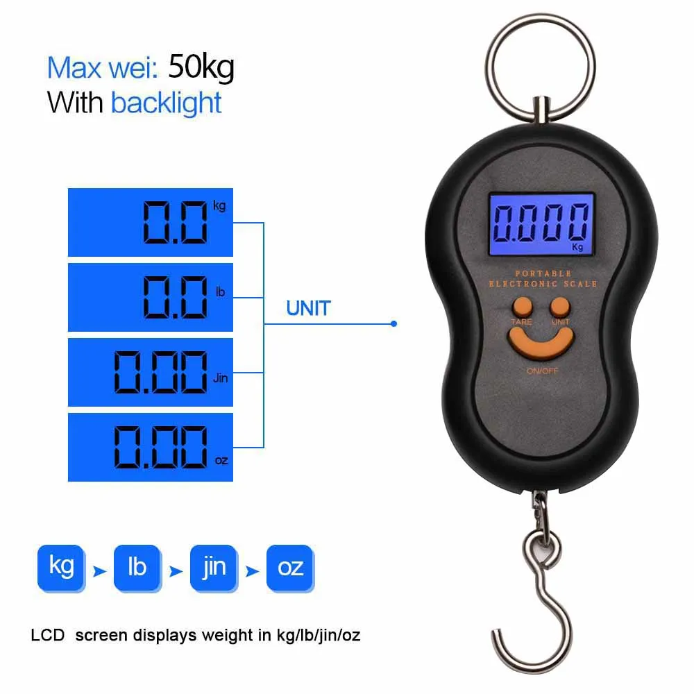 C Hook style 50 кг/10 г портативный цифровой Чемодан весы с ручкой для путешествий Портативный электронный Взвешивание чемодана светодиодный Дисплей баланс - Цвет: C Hook style
