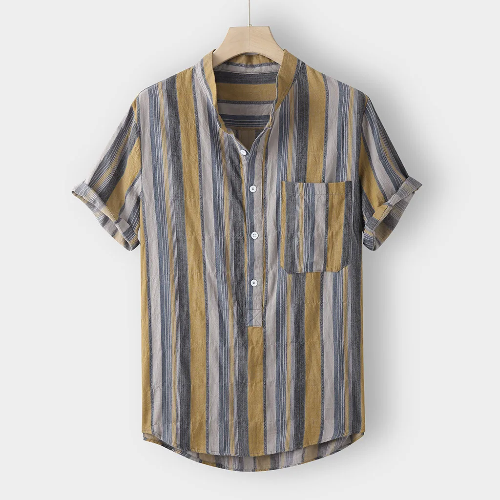 Этнические мужские топы повседневные рубашки с коротким рукавом летние модные