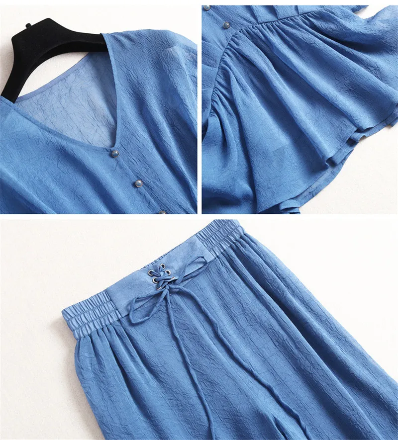 

High Quality Elegant Lady Two Piece Set Summer Outfit 2020 New Fashion Women Batwing Sleeve Top and Bandage Pants Suit