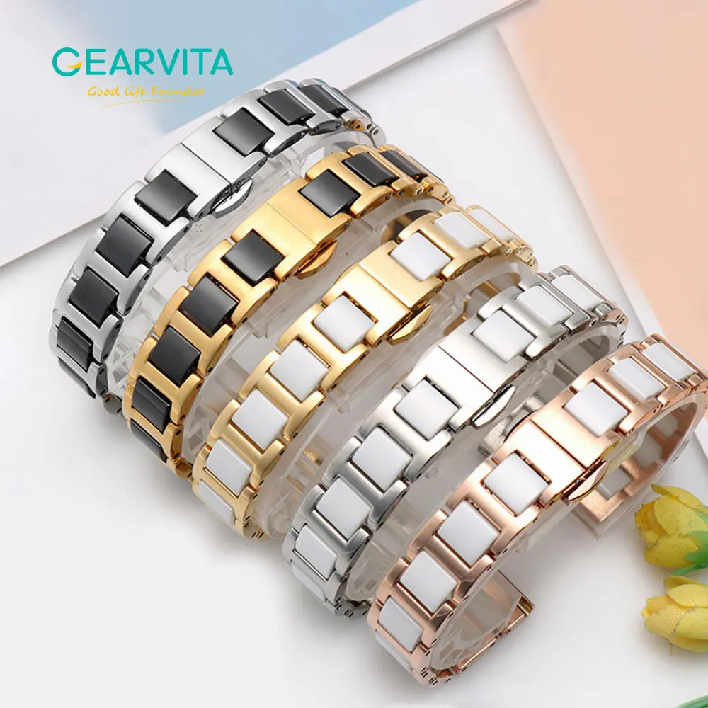 

20mm 18mm 22mm Ceramic Steel Band Strap Bracelet Metal Buckle Clasp For Huawei Watch GT2/Watch 2pro/Samsung Galaxy Watchband