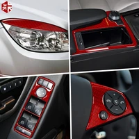 red carbon fiber car interior dashboard air vent outlet window lift panel cover trim sticker for mercedes benz w204 2007 2013