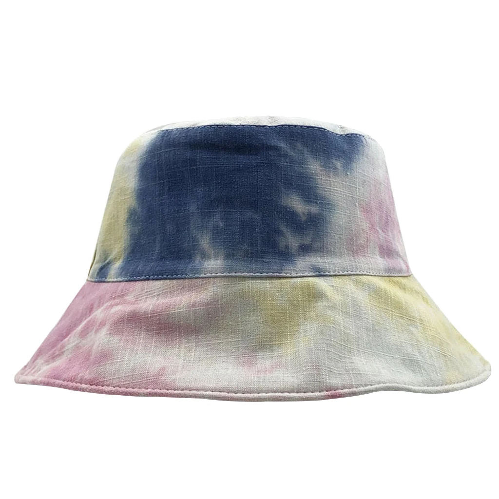 Unisex Multicolored Printed Bucket Sun Hat Packable Fisherman Cap Summer Tie Dye Fashion Trend Leisure Sunshade