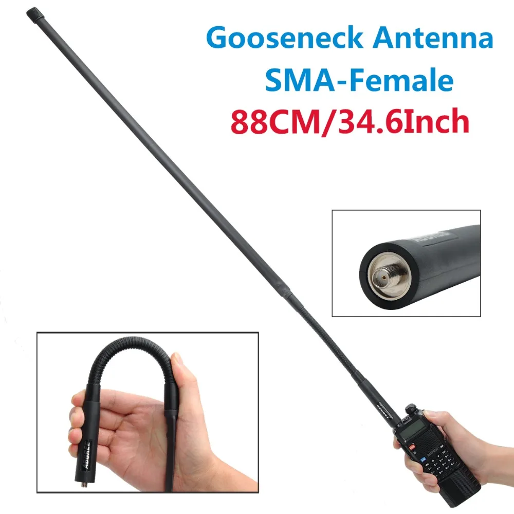 ABBREE AR-152G Gooseneck 88 см SMA-Female 144/430 МГц VHF UHF Двухдиапазонная тактическая антенна для Baofeng UV-5R UV-82 рация