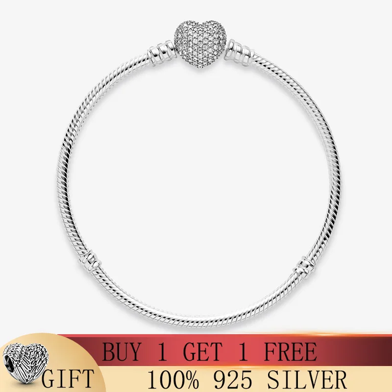 

925 Sterling High Quality Authentic Silver Color Snake Chain Fine Bracelet Fit European Charm Bracelet for Women Jewelry Making