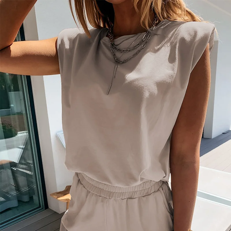 Женский спортивный костюм из 2 предметов блузка без рукавов и длинные брюки с