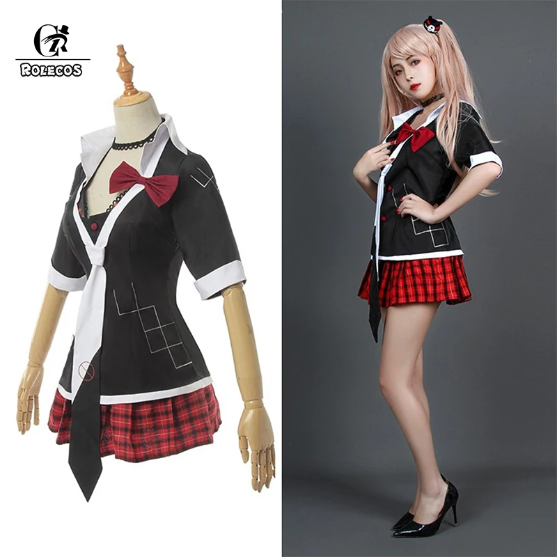 ROLECOS Danganronpa Дзюнко Эносима Косплэй костюм Junko наряд равномерное платье