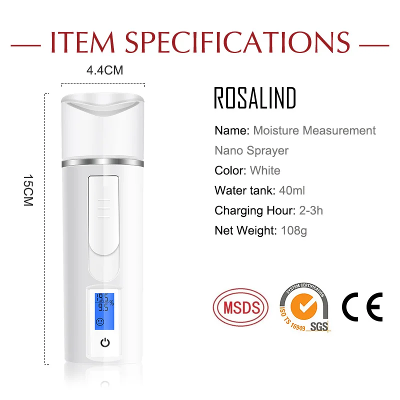 ROSALIND спа пароварка для лица нано распылитель тумана увлажняющий уход за кожей