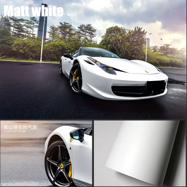 

Матовая матовая белая виниловая пленка для стайлинга автомобиля, самоклеящаяся пленка для спуска воздуха без пузырьков, мембрана для стайл...