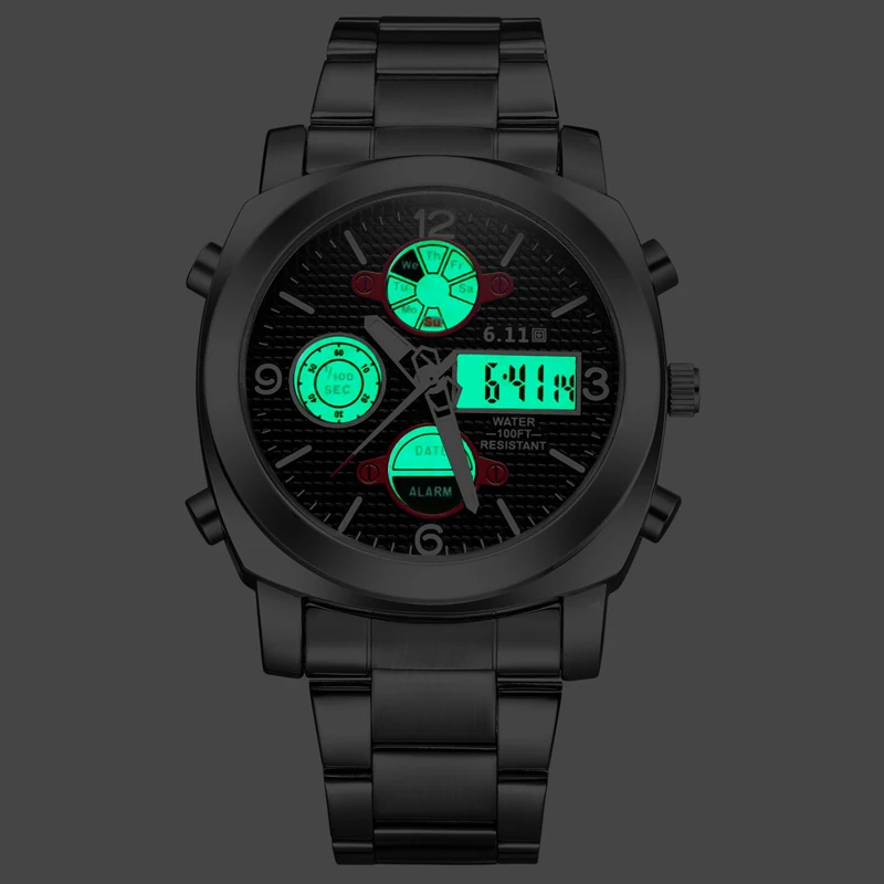 6 11 мужские новые модные полностью стальные светящиеся руки симфония зеркальные