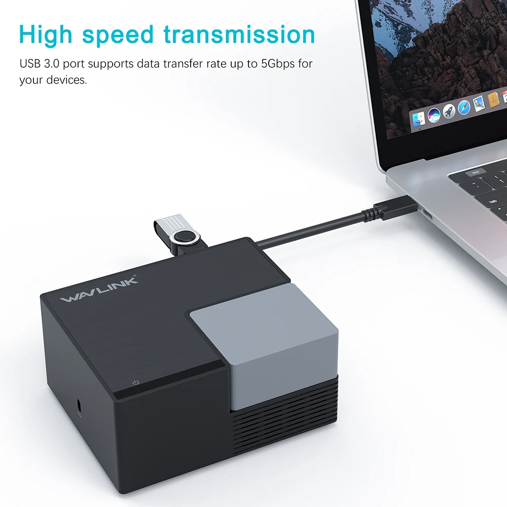 Wavlink Универсальная док станция USB C 4K двойной дисплей с 4xUSB 3 0 65 Вт PD зарядная