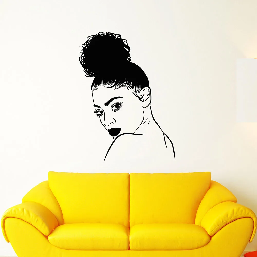 Виниловые наклейки на стену с изображением сексуальной девушки лица губ салона
