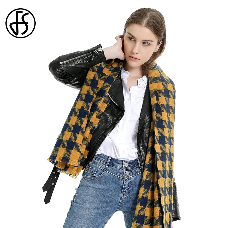 Женский шарф в клетку FS длинный кашемировый британском стиле зимний 2019 |