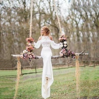 stunning elegant lace mermaid bateau neck bridal wedding dresses with off shoulder long sleeve wedding gowns for bride on sale