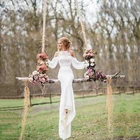 Потрясающие Элегантные кружевные свадебные платья с вырезом Лодочка и открытыми плечами, свадебные платья с длинным рукавом для невесты, распродажа