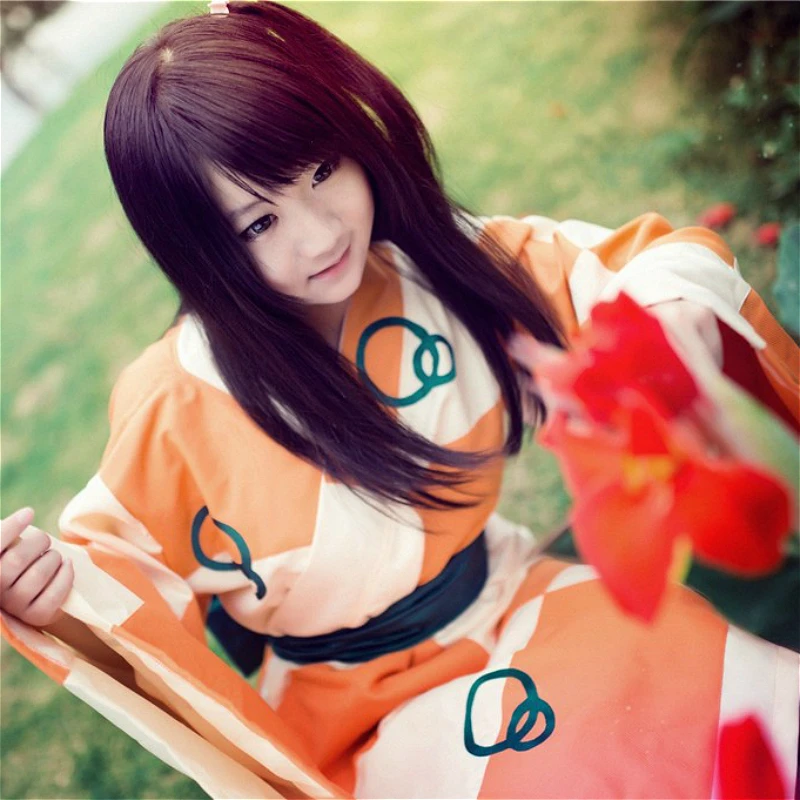 Inuyasha Cosplay Kimono Ri San/Rin Cosplay Costume Kimono Dress With Bowknot Anime Halloween Gift
