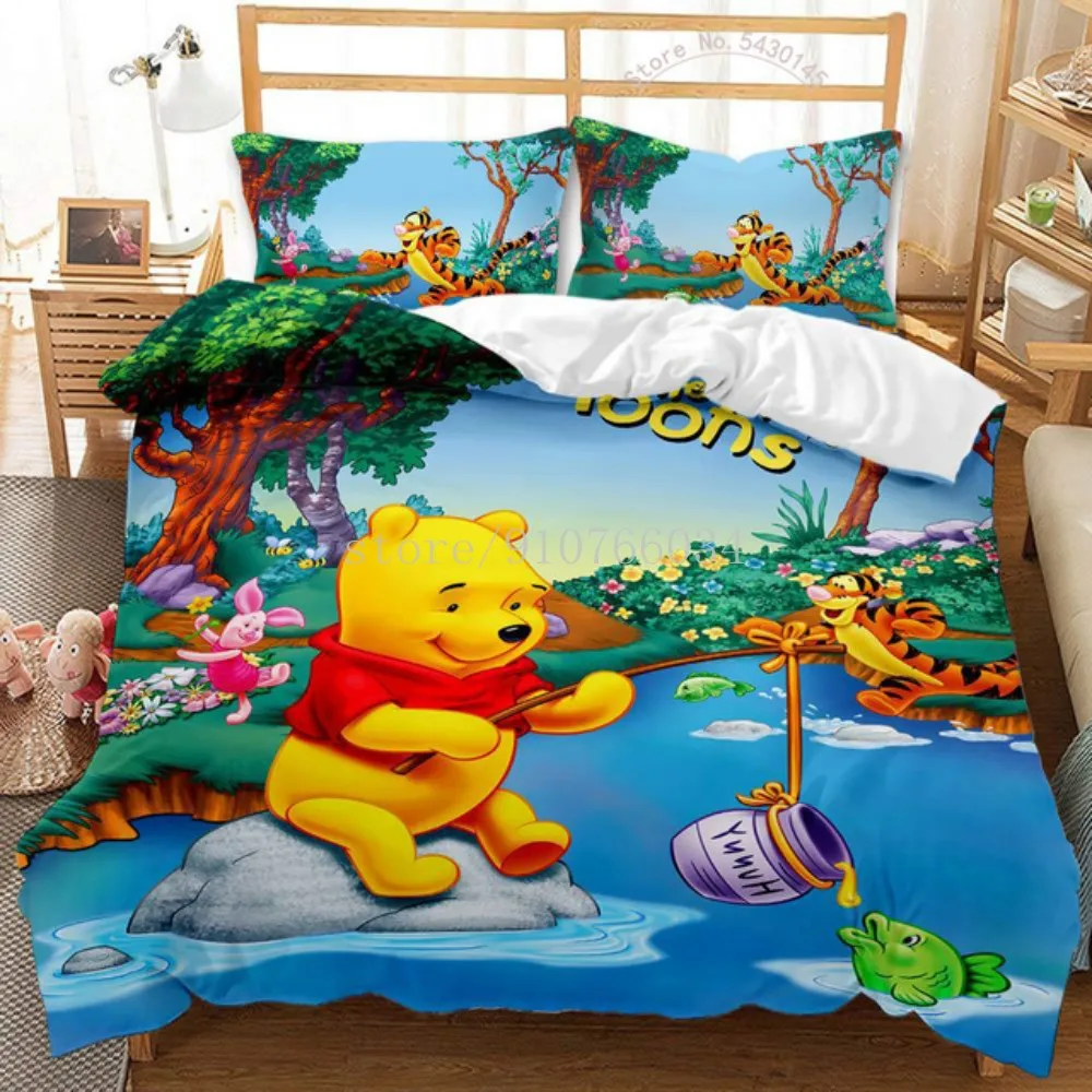 

Disney Winnie the Pooh Bedding Sets 3D Cute Duvet Cover with Pillowcases Bed Linings Twin Full Queen King Sizes Childrens Gifts